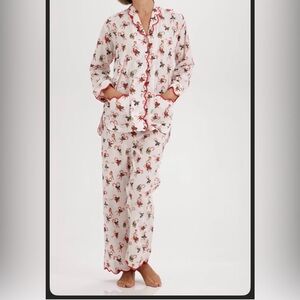 Elegant Candy Cane  Women's Pajama Set - White and Red